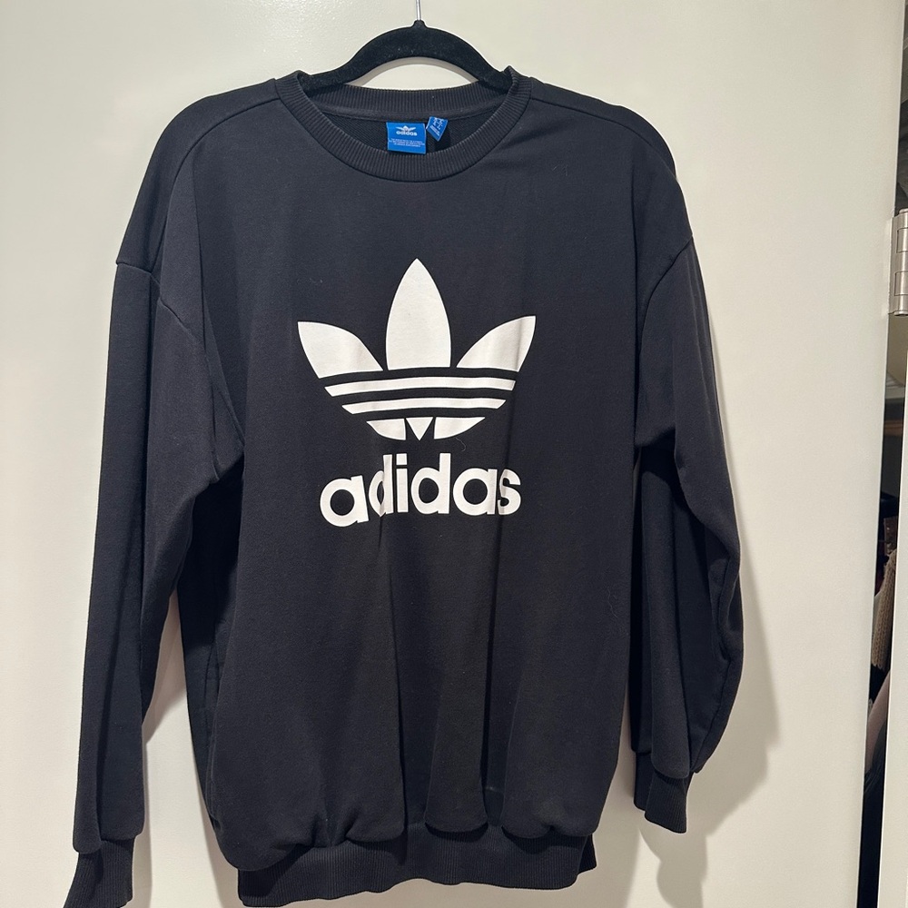 Adidas Black and White Crewneck Sweater